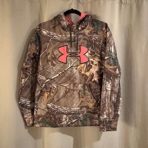 Under Armour Camo Hoodie with Pink Logo